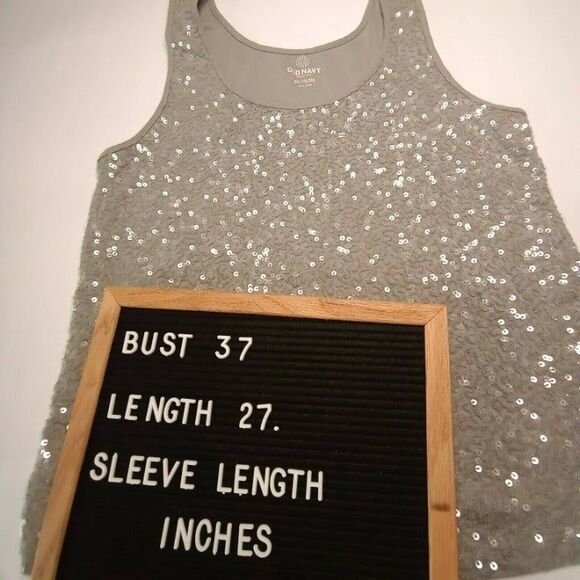 Old Navy Womens Plus Sz XXL Gray Sequined Tank Top - Picture 7 of 7